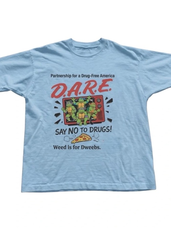 Gildan Tops - Gildan Light Blue D.A.R.E. and Ninja Turtles Graphic Tee